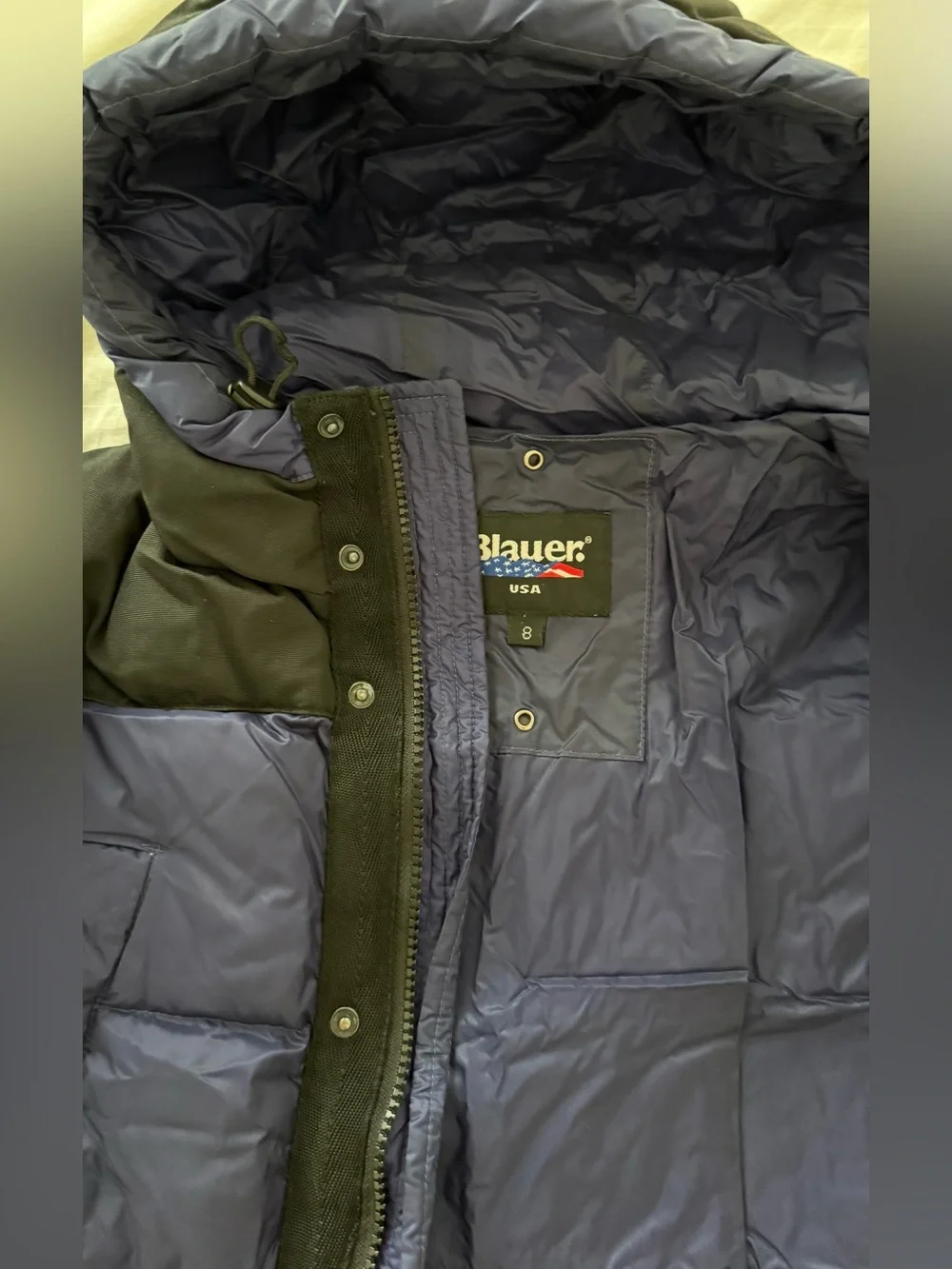 Blauer Kids Navy and Black Hooded Puffer Jacket
